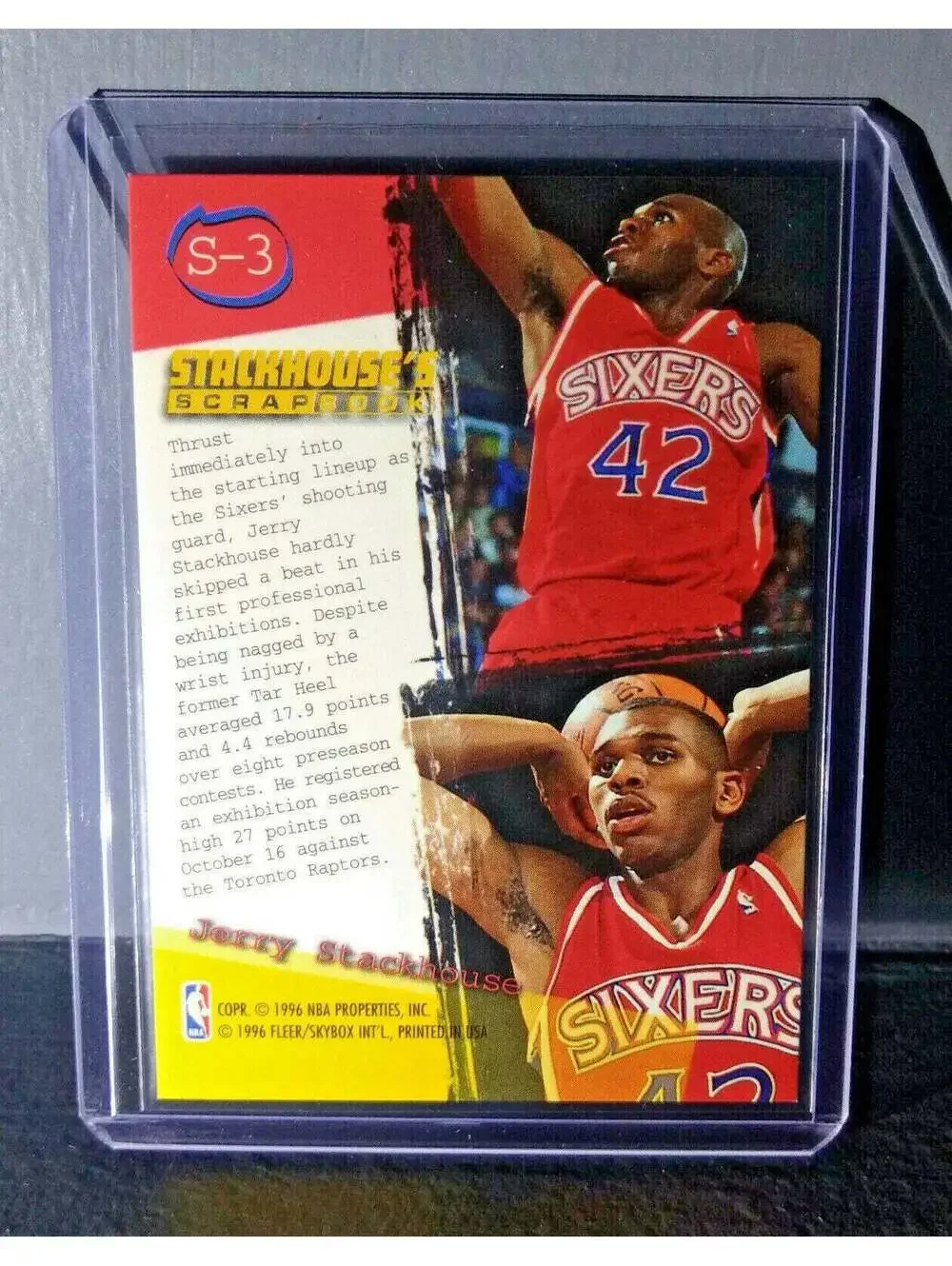 1995-96 Jerry Stackhouse Fleer Ultra Stackhouse's Scrapbook #S-3 Basketball Card